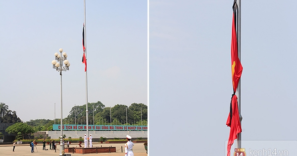 Lễ treo cờ rủ Quốc tang Đại tướng ở quảng trường Ba Đình