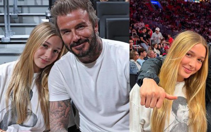 Tiểu thư Harper tựa đầu vào vai Beckham liền hút 1,6 triệu tim, nhan sắc  trưởng thành tuổi 14 gây chú ý